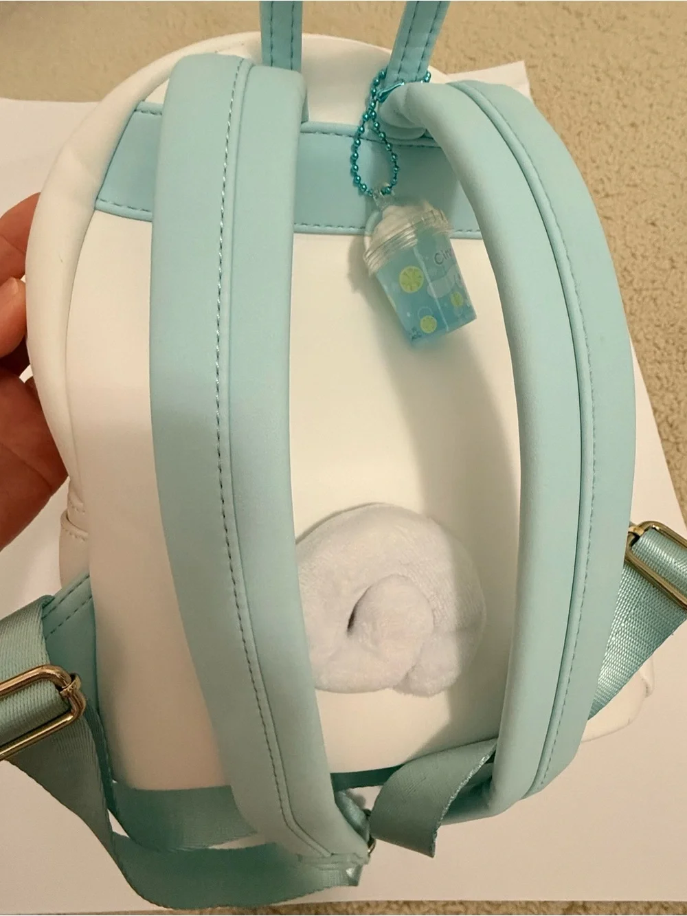 Sanrio White Plush Mini Backpack with Miniso matching pouch